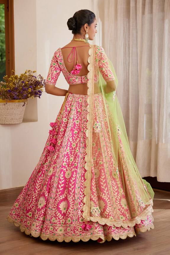 Shyam Narayan Prasad Pink Silk Embroidered Lehenga Set 2
