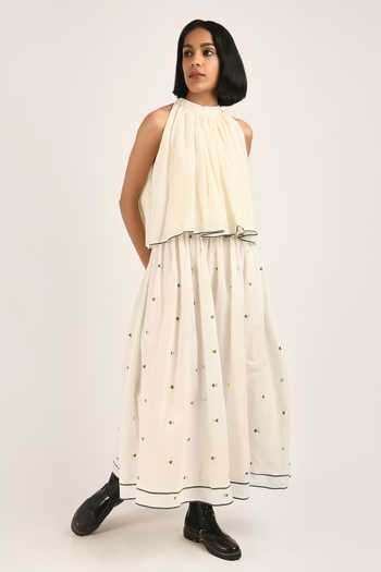Black adjustable jamdani top main image 1