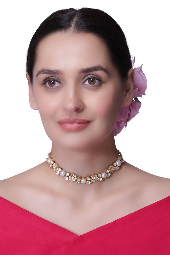 Vinanti Manji Designer Jewellery Embellished Pearl Choker Necklace 1