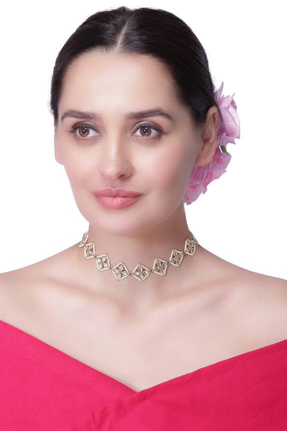 Vinanti Manji Designer Jewellery Floral Kundan Choker Necklace 1