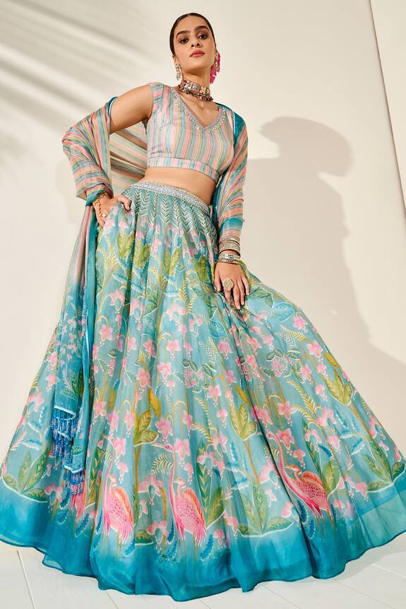 Buy Anita Dongre Flamingo Paradise Printed Lehenga Set Online | Aza ...
