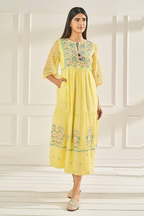 Anita Dongre Nyra Floral Hand Embroidered Dress 1