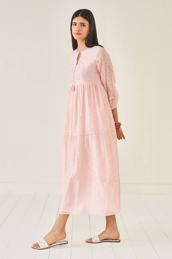 Anita Dongre Blossom Cotton Silk Chikankari Dress 3