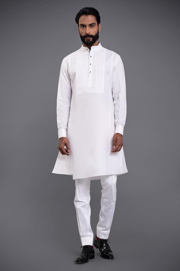 Raghavendra Rathore Jodhpur White Cotton Linen Kurta 1