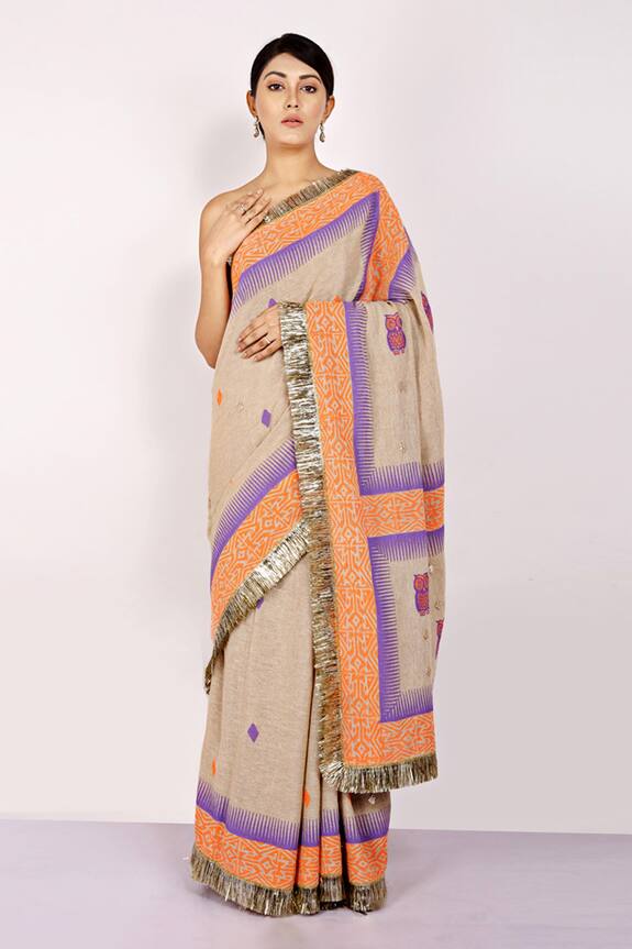 Anita Kanwal Purple Handloom Printed Saree 0