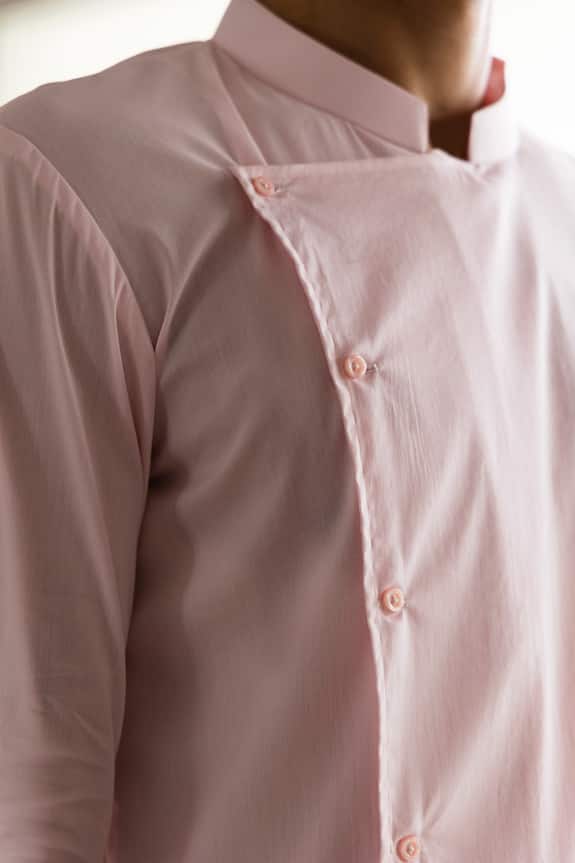 Armen & Co Pink Cotton Asymmetric Short Kurta 4