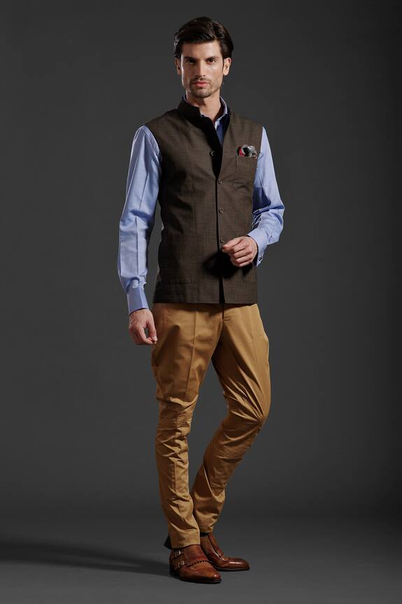 Buy_Raghavendra Rathore Jodhpur_Brown Jodhpur Cotton Breeches_at_Aza_Fashions