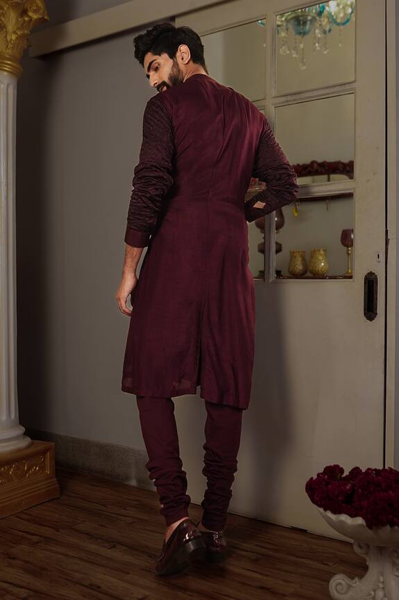 YAJY by Aditya Jain Purple Silk Trish Textured Kurta Set 2