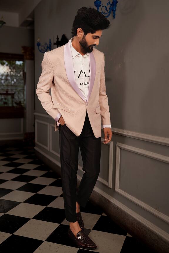 YAJY by Aditya Jain Pink Italian Suiting Vani Textured Tuxedo 3
