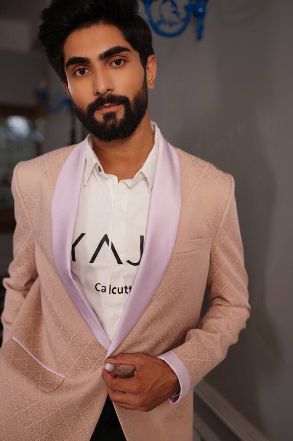 YAJY by Aditya Jain Pink Italian Suiting Vani Textured Tuxedo 4