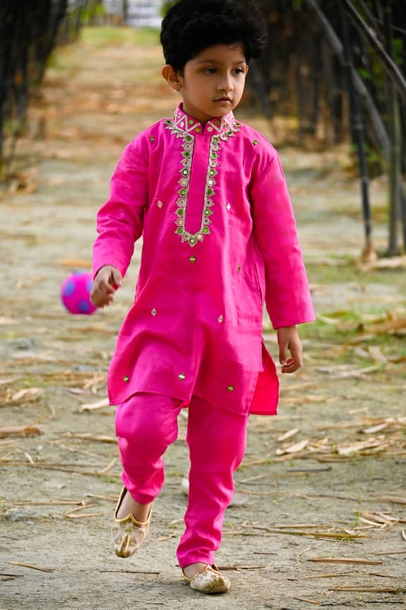 Nadaan Parindey Pink Embroidered Kurta Set For Boys 1
