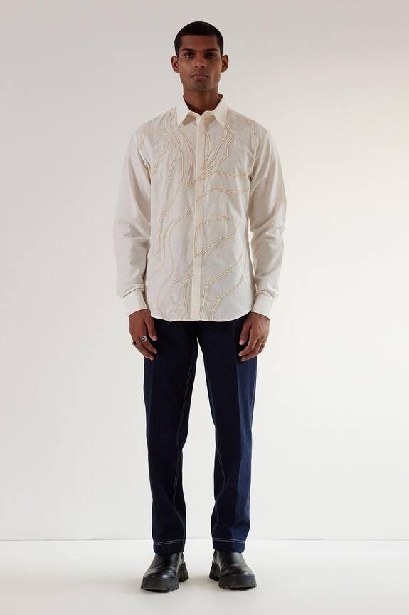 Buy Countrymade Ivory Linen Embroidered Shirt Online Aza Fashions