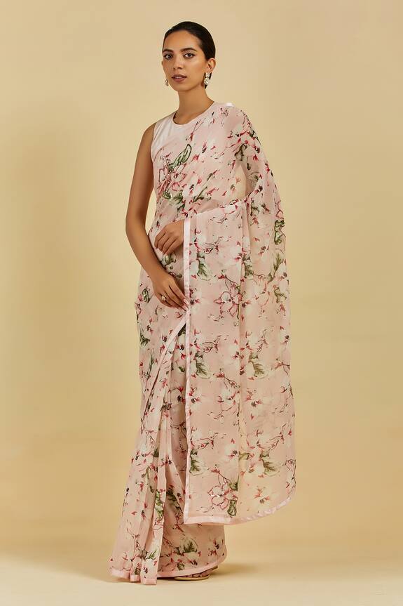 Atelier Shikaarbagh Pink Madelyn Printed Saree With Blouse 3