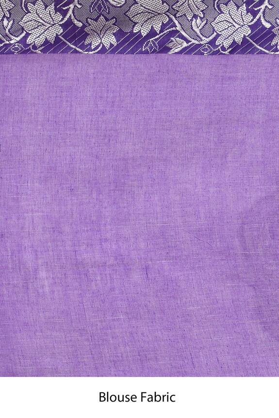 Aryavir Malhotra Purple Cotton Floral Border Saree 5