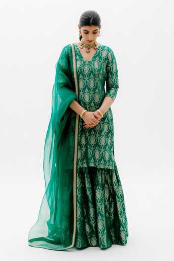 Banarasi Kurta Set with Handloom Dupatta and Sharara