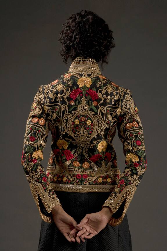 Rohit Bal Black Silk Velvet Embroidered Jacket 2