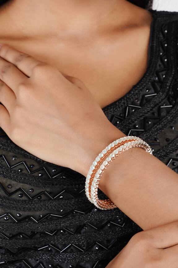 Chhavi's Jewels Onyx Embellished Bangles (Set of 4) 0