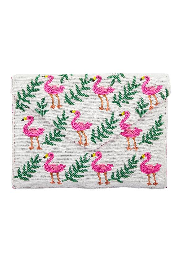 Sequissential Flamingo Embroidered Clutch 0