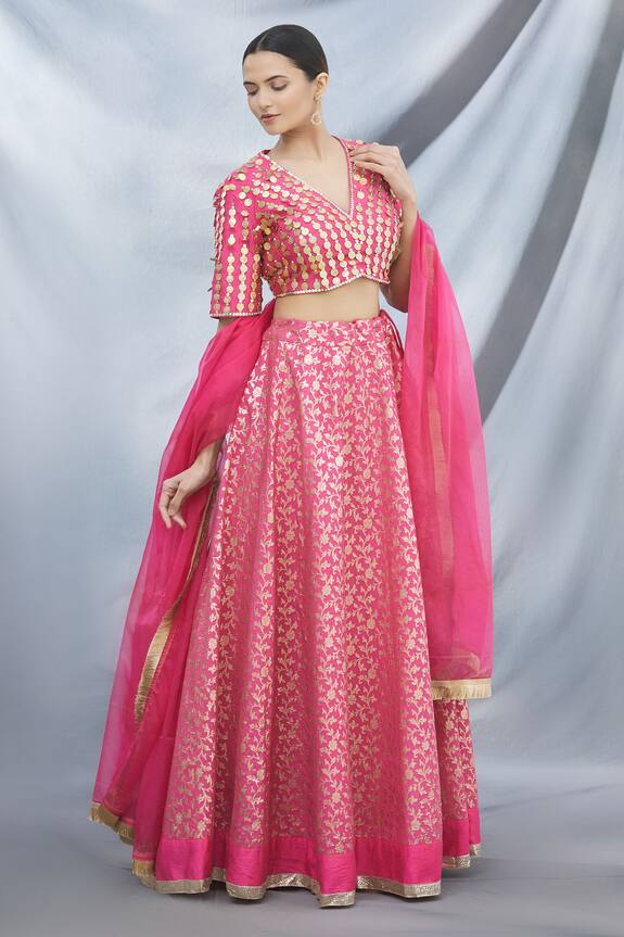Neha Khullar Pink Brocade Lehenga Set 4
