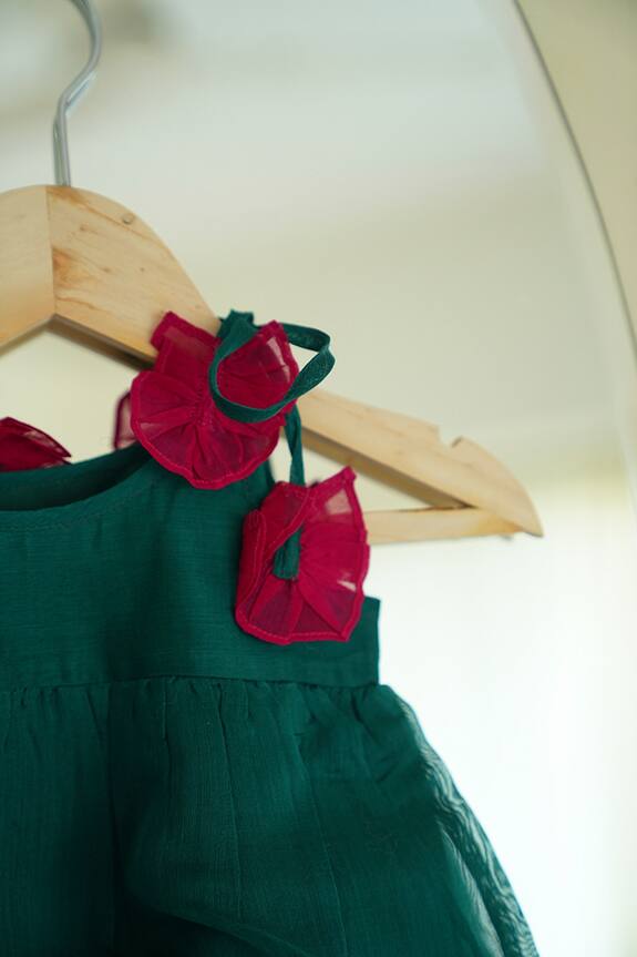 Buy Love The World Today Green Panna Handwoven Tiered Dress For Girls
