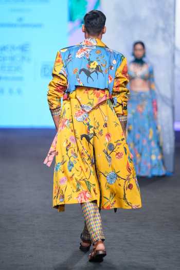 Buy Mahima Mahajan Multi Color Organza Satin Botanical Floral Print ...