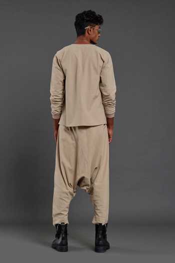 Buy Mati Beige Drop Crotch Pant Online | Aza Fashions
