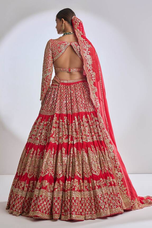 Buy Seema Gujral Georgette Tiered Gota Patti Work Lehenga Set Online Aza Fashions 0196