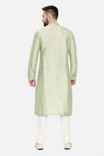 Mehendi Green  Asymmetric Placement Kurta