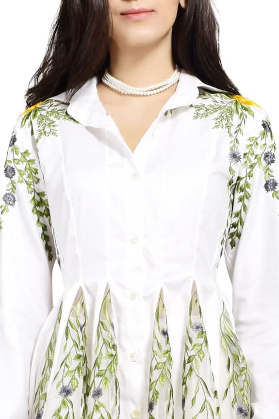 Shriya Som White Asymmetric Embroidered Shirt 3
