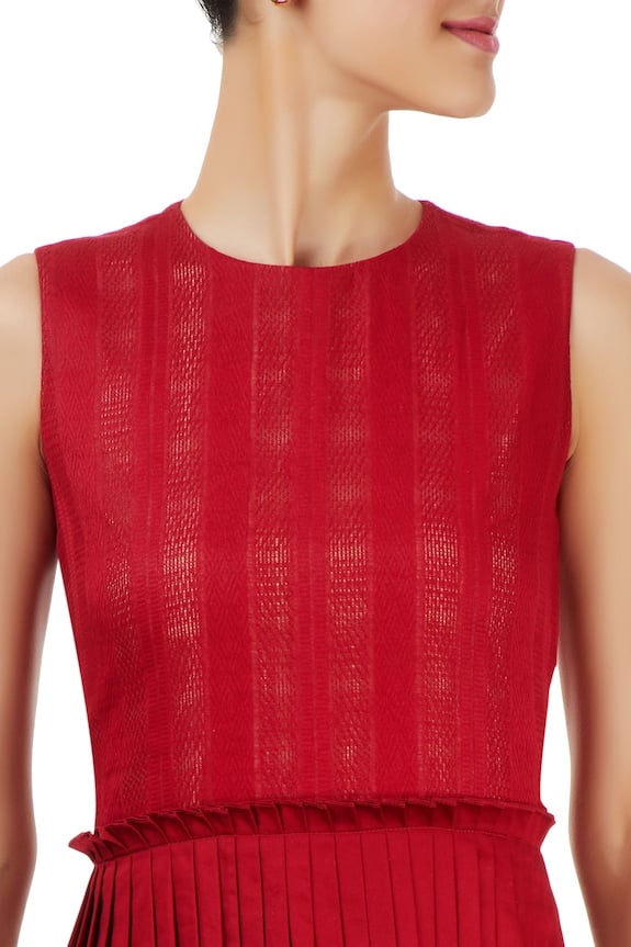 Ankita Red Pleated Short Dress 6