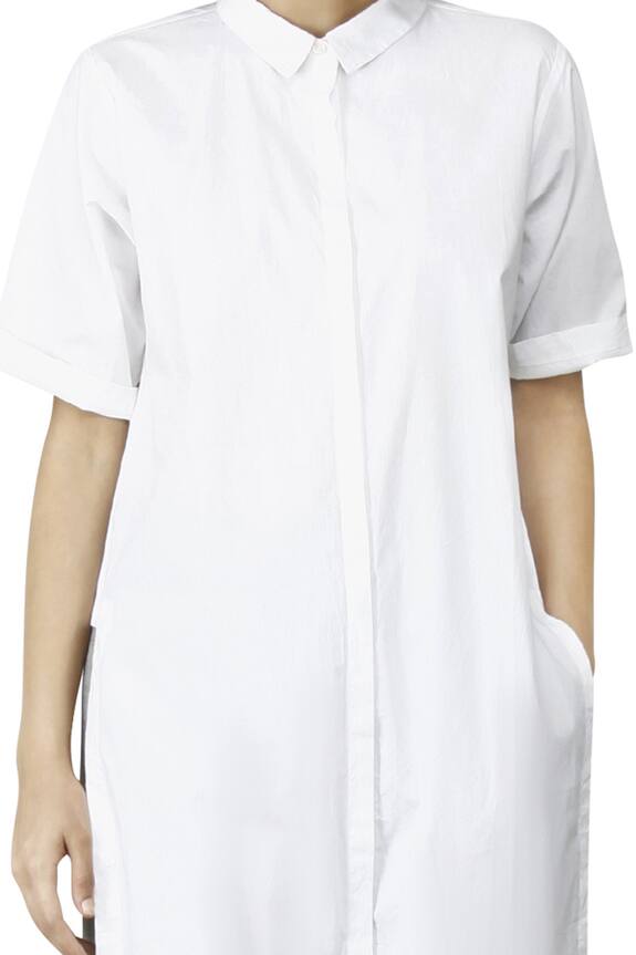 Three White Cotton Poplin Shirt Kurta 3