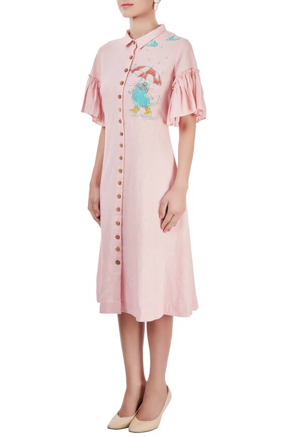 Nautanky Pink Embroidered Midi Dress 4