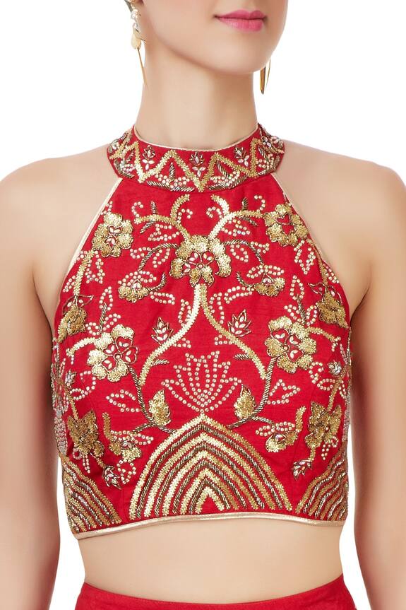 Vandana Sethi Soft Silk Embroidered Blouse And Lehenga Set 6