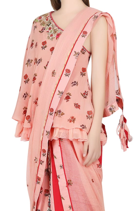 Nikasha Pink Printed One Shoulder Top And Skirt Set 3