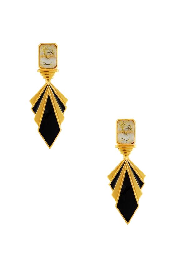 Masaya Jewellery Black And Gold Layered Earrings 1