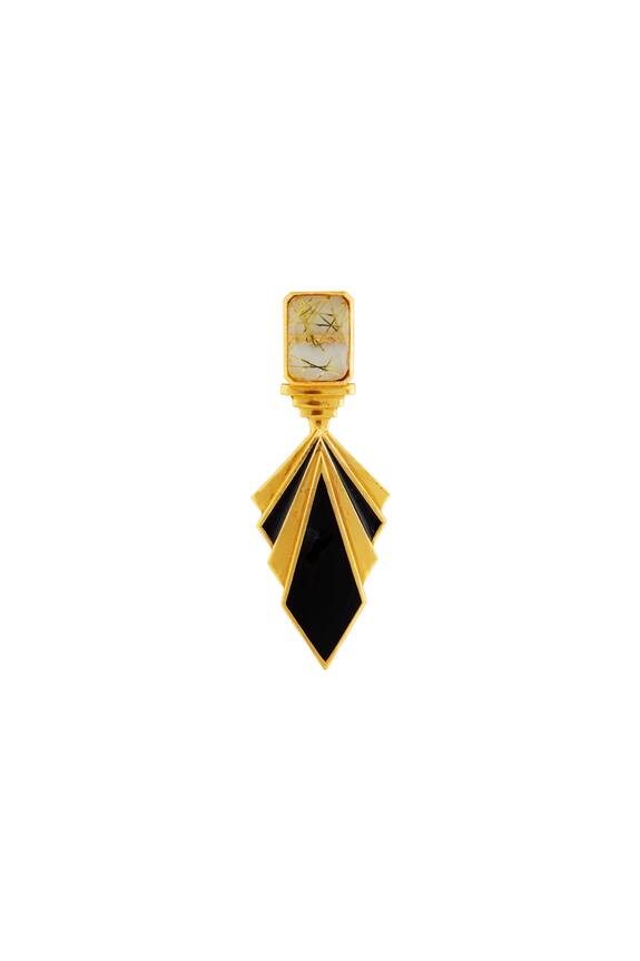 Masaya Jewellery Black And Gold Layered Earrings 3