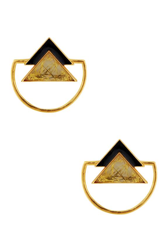 Masaya Jewellery Black And Gold Triangle Earrings 1
