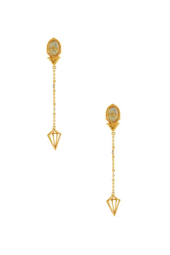 Masaya Jewellery Gold Chain Earrings With Stone 1