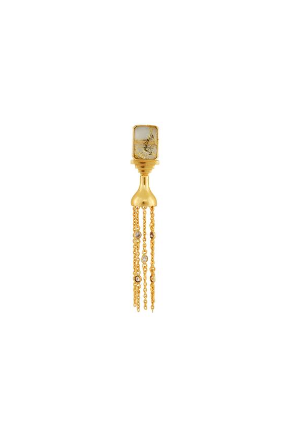 Masaya Jewellery Gold Chained Earrings With Highlighted Stone 3