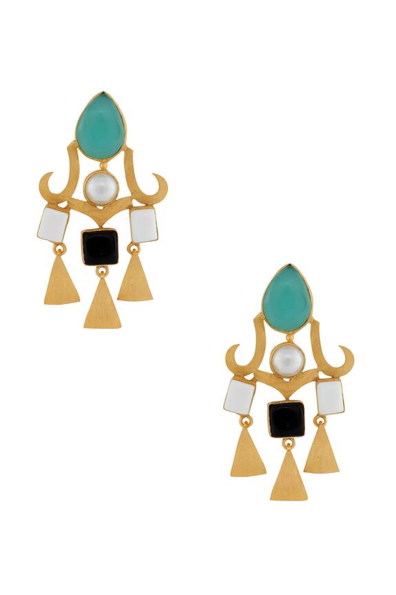 Masaya Jewellery Blue And White Stone Earrings 1