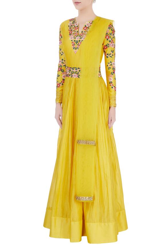Neha Khullar Yellow Embroidered Anarkali Set 4