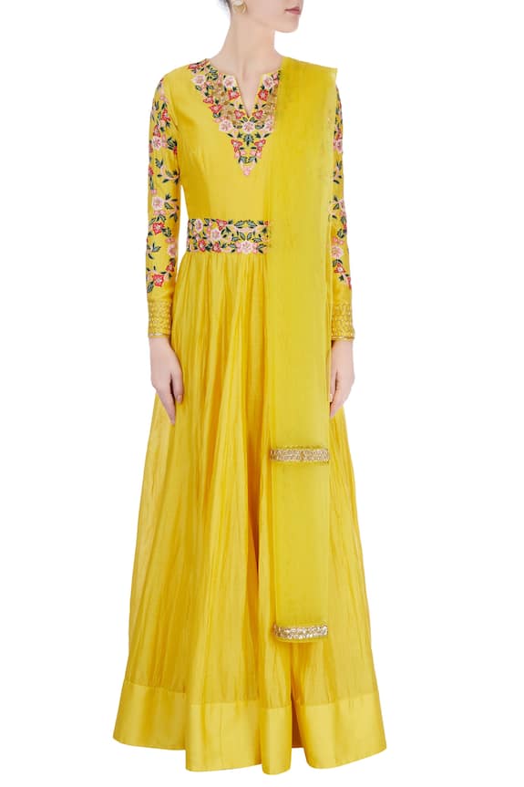 Neha Khullar Yellow Embroidered Anarkali Set 5