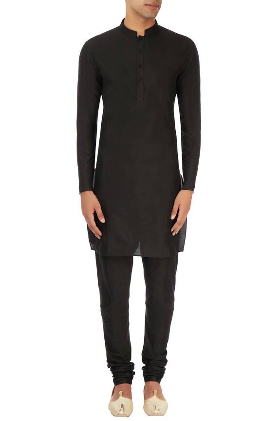 Manish Nagdeo Black Charcoal Nehru Jacket With Kurta And Trousers 5