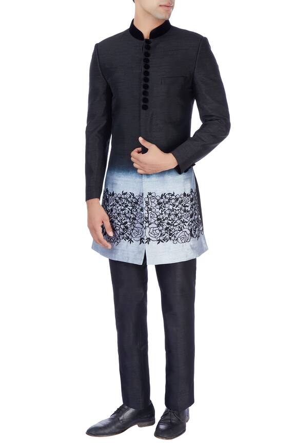 Manish Nagdeo Black And Gray Sherwani And Trousers 1