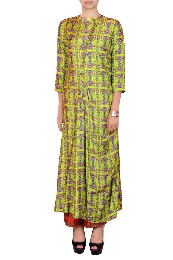 Nautanky Lime Green And Orange Salwar Suit 1