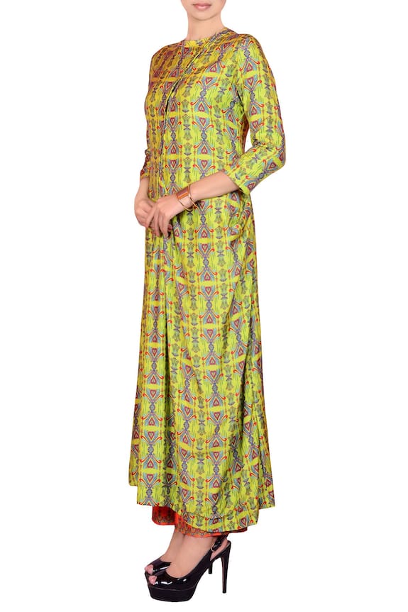 Nautanky Lime Green And Orange Salwar Suit 3
