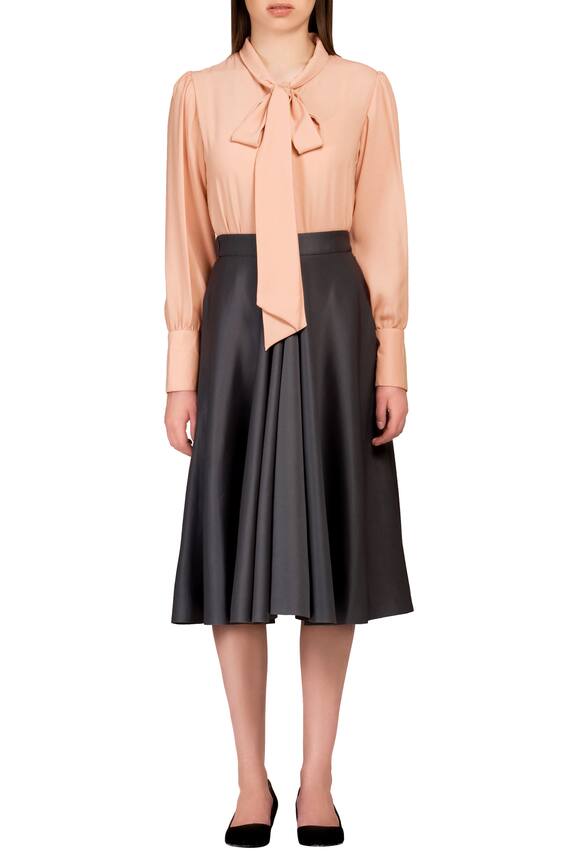 Neha Taneja Grey Scuba Knit Pleated Skirt 2