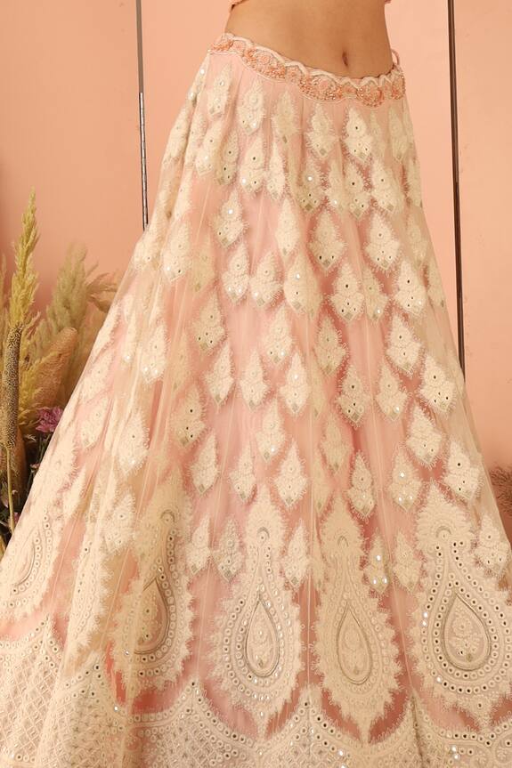 Geisha Designs Pink Trisha Embroidered Lehenga And Blouse Set 5
