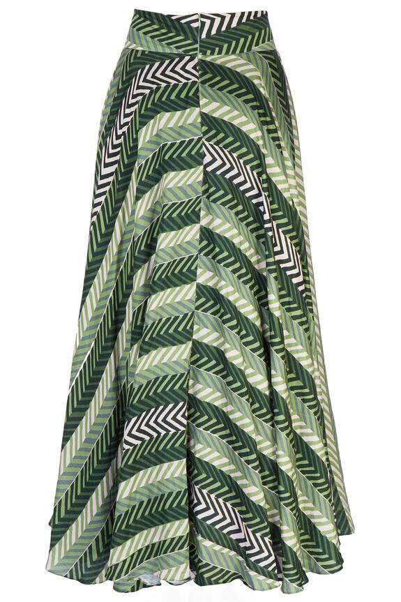 Roshni Chopra Green Printed Flared Skirt 2