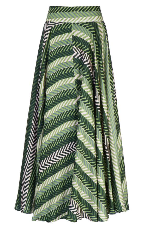 Roshni Chopra Green Printed Flared Skirt 3